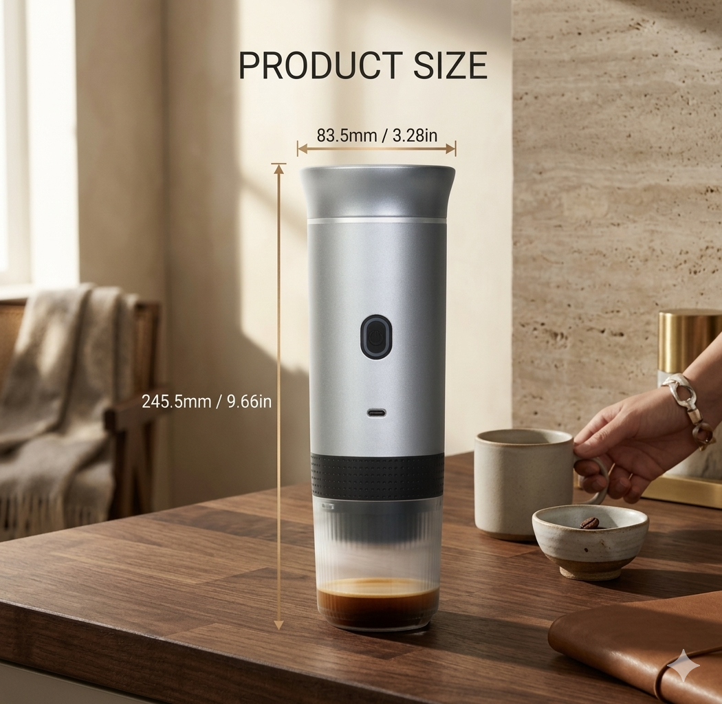 ☕ 3-in-1 Cordless Espresso Perfection |🔋 USB-C Rechargeable & Self-Heating | ✨ Professional Crema on the Go |